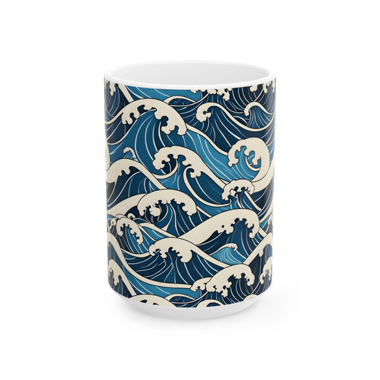 Ocean Waves Ceramic Mug — Ocean Inspired Tea Cup