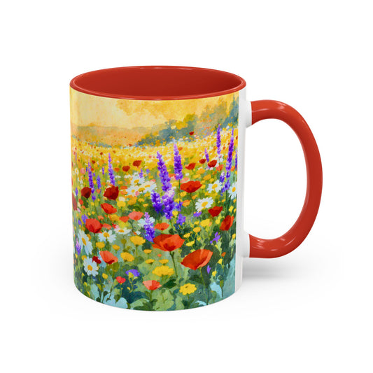 Mug with a colorful floral design on a white background