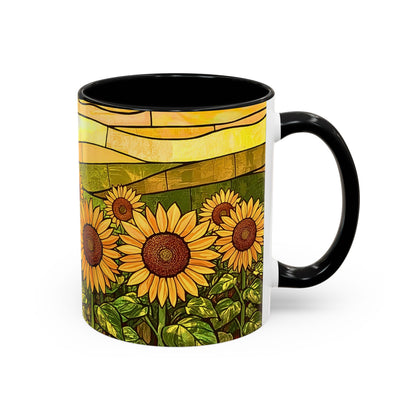 Mug with sunflower design on a white background