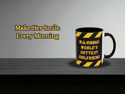 Mug with humorous text design on a gray background
