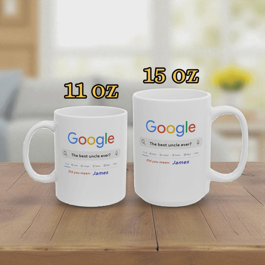 Two gifts for uncle mugs, 11oz and 15oz, Google search design