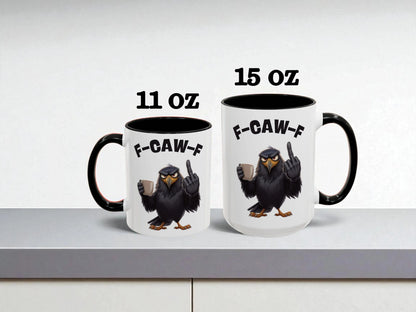 Two mugs with an eagle design and text on a white background