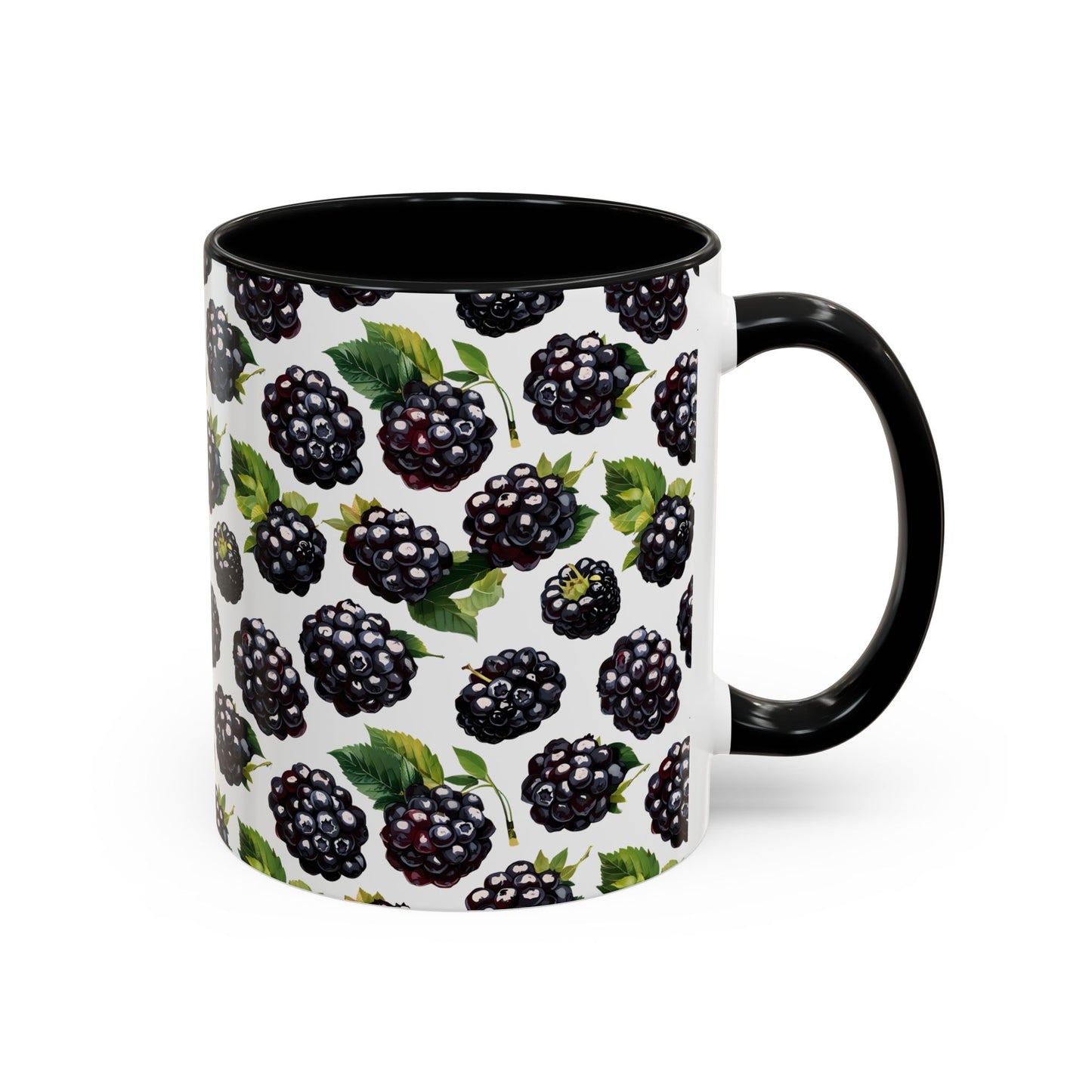 Mug with blackberry pattern on a white background