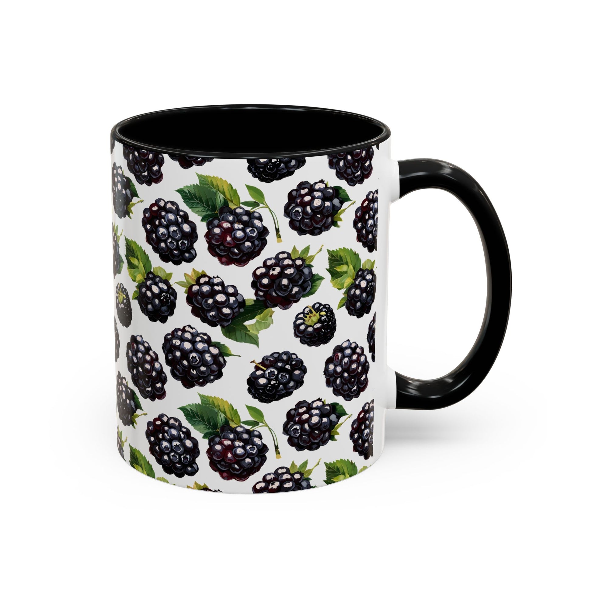 Mug with blackberry pattern on a white background