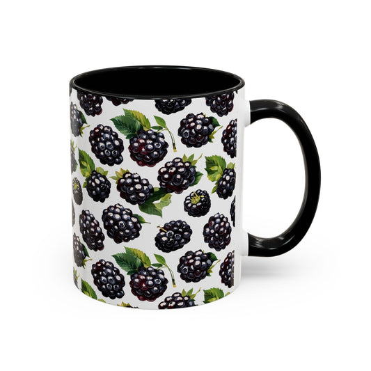 Mug with blackberry pattern on a white background