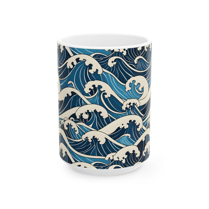 Ocean Waves Ceramic Mug — Ocean Inspired Tea Cup
